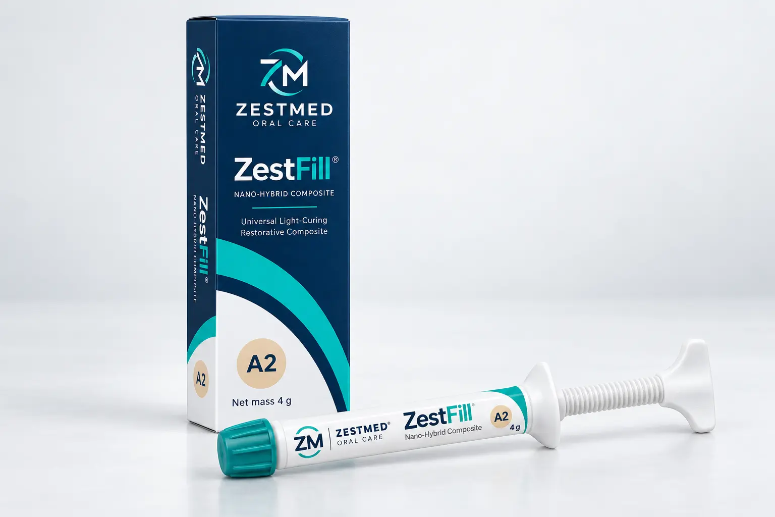 ZestFill A2 nano-hybrid composite packaging and syringe