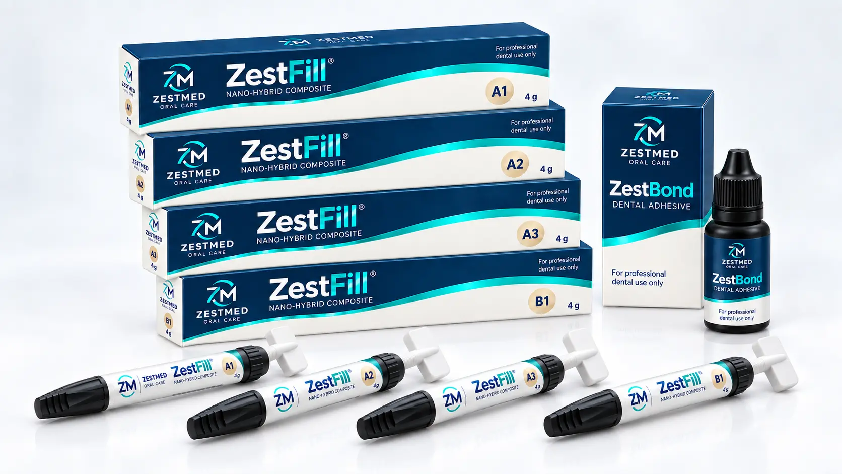 ZestBond dental adhesive with ZestFill shade range